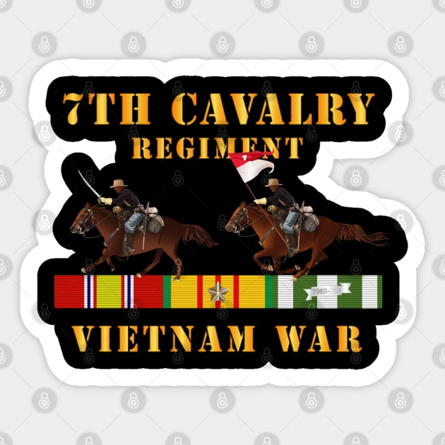 7th Cavalry Regiment - Vietnam War wt 2 Cav Riders and VN SVC Sticker by twix123844